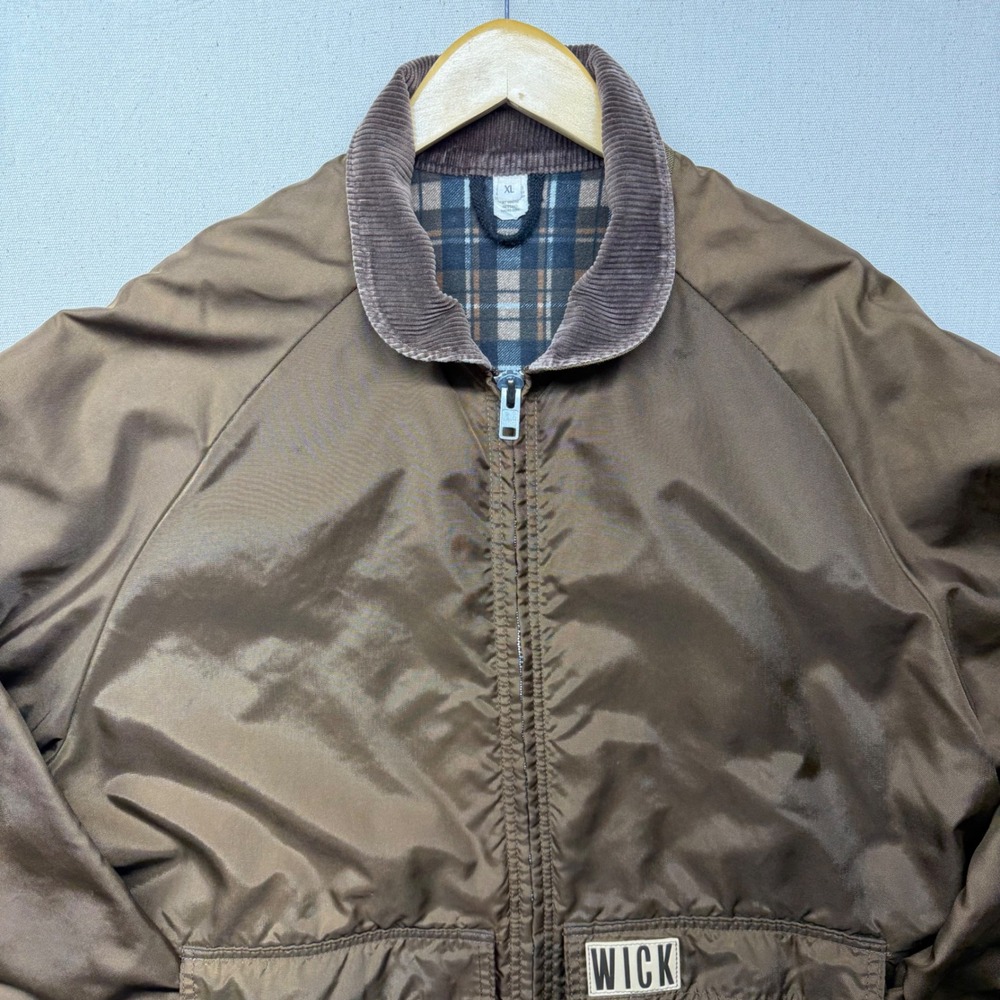 Wick Outdoor Works Mens XL Brown Plaid Flannel Lined Full Zip Jacket Corduroy - Picture 3 of 16